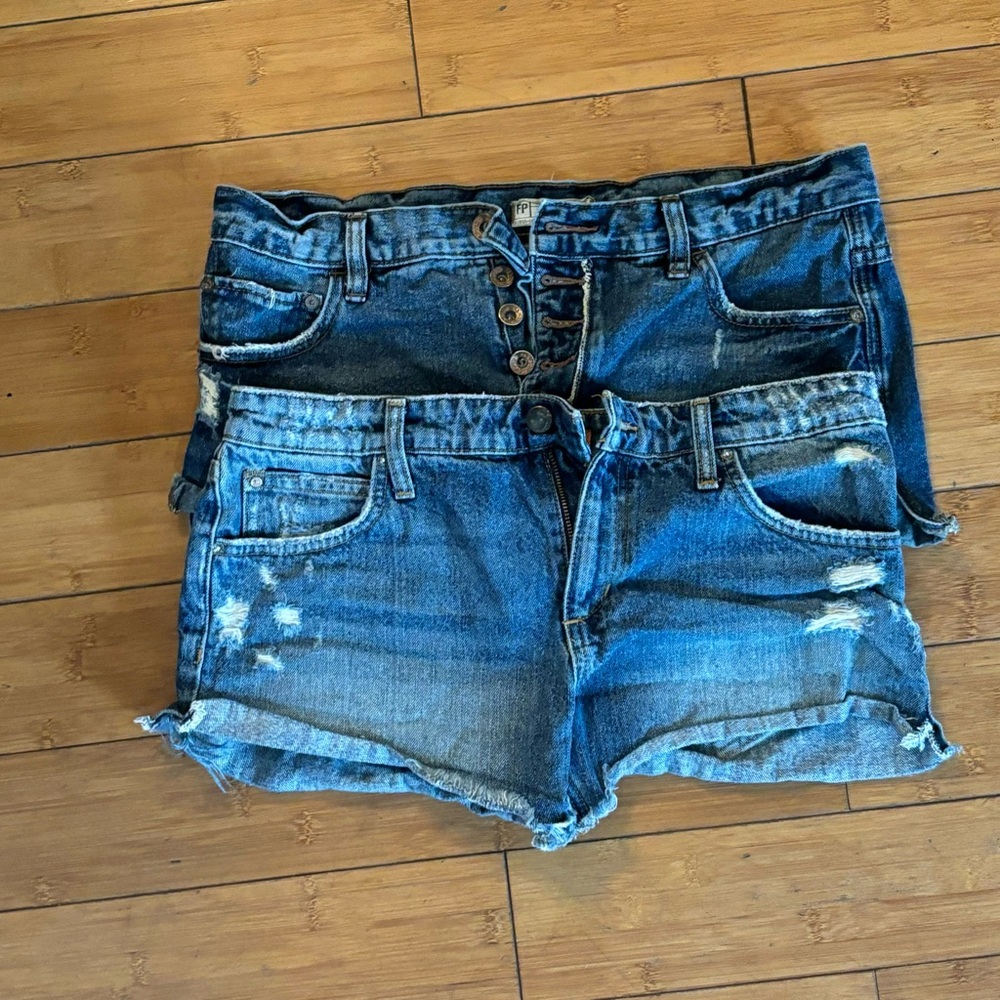 Pair of Jean shorts. Free People size 27. Joe’s size 28.
